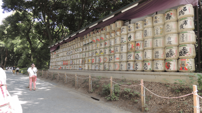 Barrels containing sake
