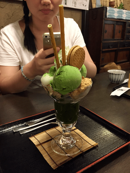 Matcha parfait for dessert!